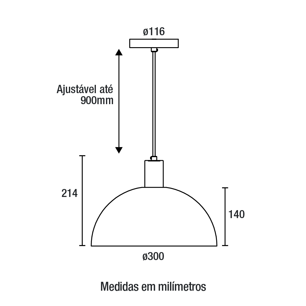Pendente Blumenau Bia Alumínio Preto 1L E27 Ø300mm 813010-08