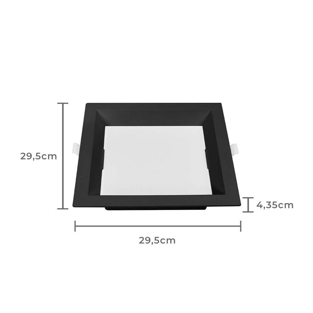Painel Embutido Quadrado Nordecor Kais 24 watts 3000K Preto Bivolt 296x296mm 4214