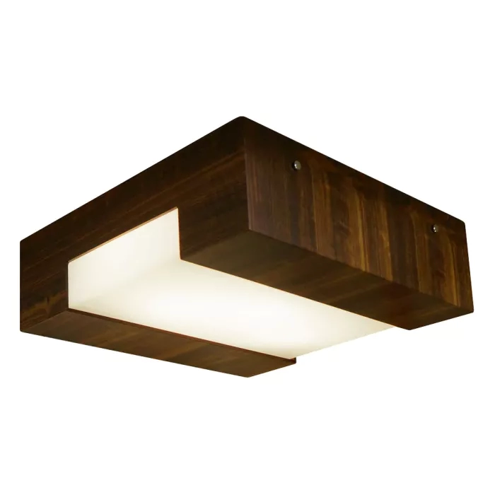 Plafon Union Iluminação Listra Madeira e Acrílico 3L E27 400x400x120mm 010
