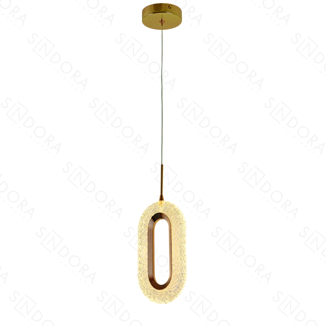 Pendente Sindora Metal Dourado Acrílico 9 watts Ø120x240mm QD05139