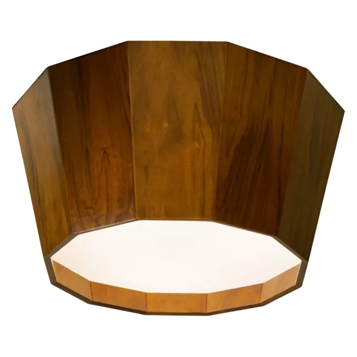 Plafon Union Iluminação Cônico Facetado Madeira e Acrílico 4L E27 Ø650x250mm 470