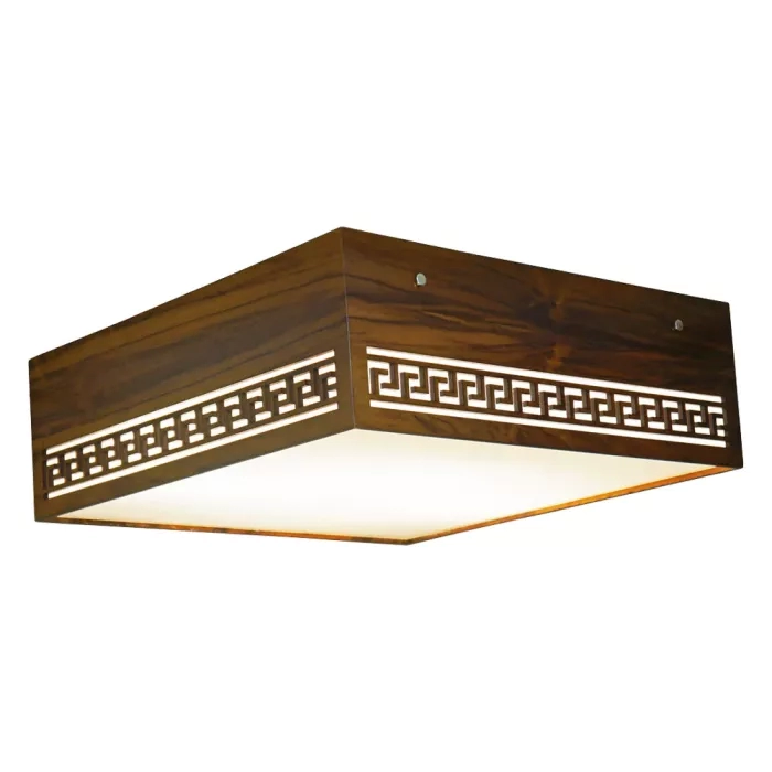 Plafon Union Iluminação Gregas Madeira e Acrílico 2L E27 350x350x150mm 107