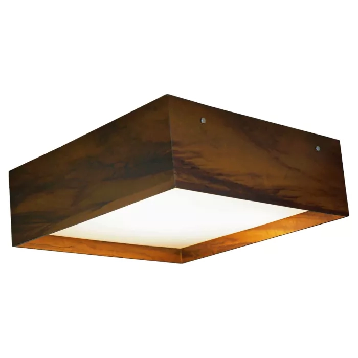Plafon Union Iluminação Clean Recuado Madeira e Acrílico 3L E27 450x450x150mm 038