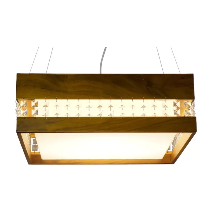 Pendente Union Iluminação Madeira, Cristal e Acrílico 6L E27 650x150x650mm 275