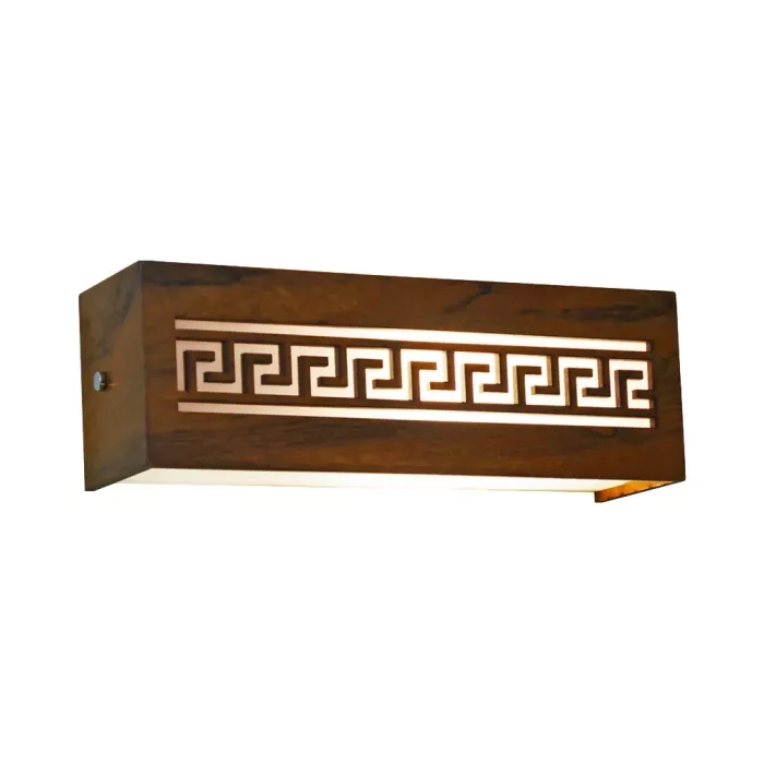 Arandela Union Iluminação Horizontal Gregas Madeira e Acrílico 1L E27 300x100x85mm 069