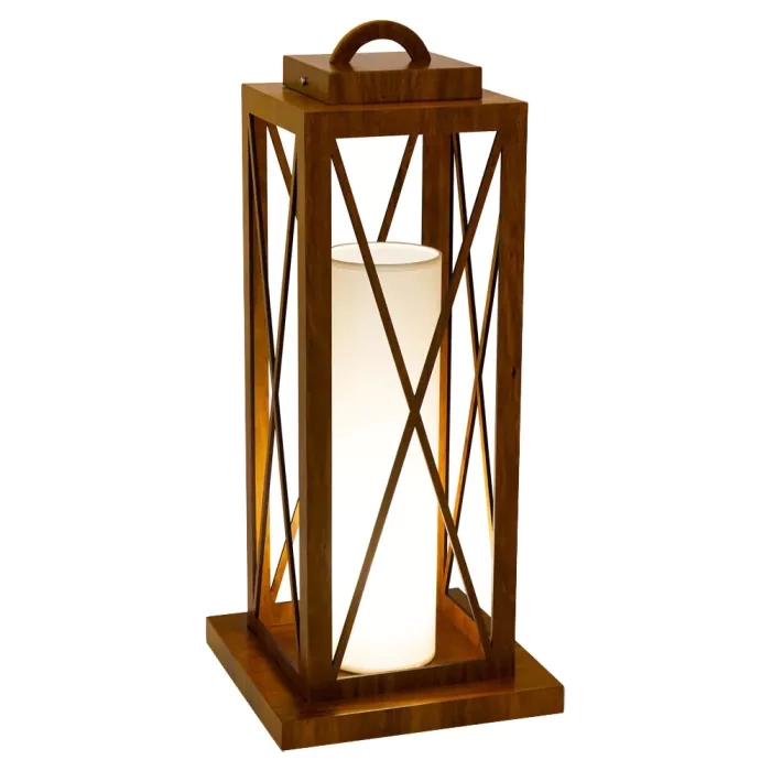 Abajur Union Iluminação Lanterna Madeira e Acrílico 1L E27 600x350x350mm 352