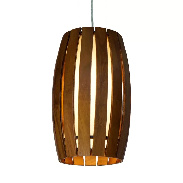 Pendente Union Iluminação Barril Pequeno Madeira e Acrílico 1L E27 Ø210x330mm 118