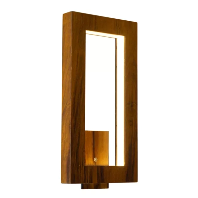 Arandela Union Iluminação Retangular Vazado Horizontal Madeira e Acrílico 12 watts 3000K 200x400x50mm 384