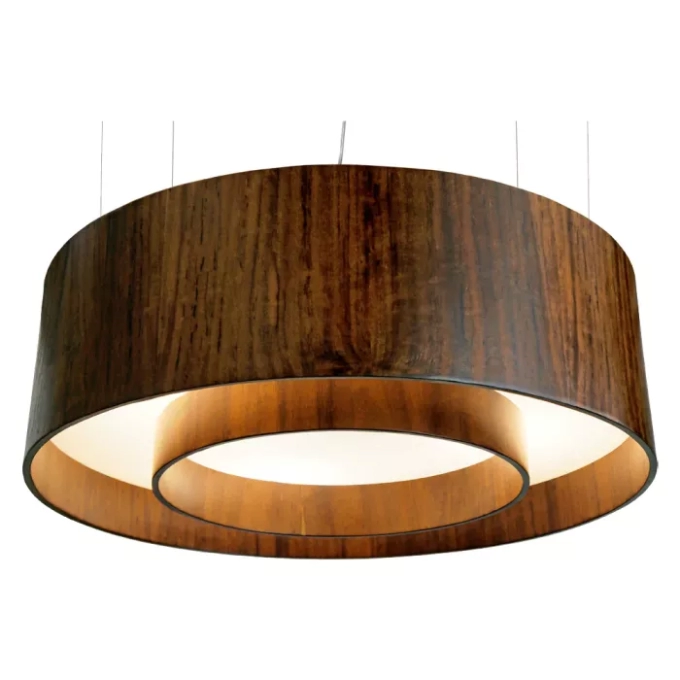 Pendente Union Iluminação Cilíndrico Duplo Madeira e Acrílico 6L E27 Ø800x250mm 138
