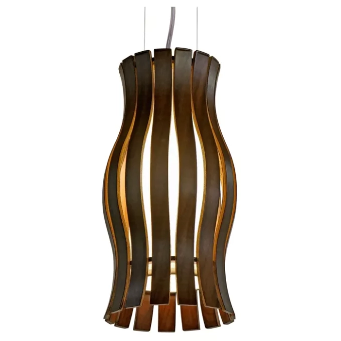 Pendente Union Iluminação Movement Pequeno Madeira e Acrílico 1L E27 Ø170x330mm 168