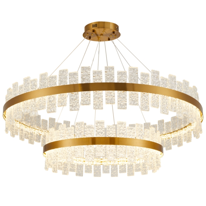 Pendente Nordecor Lowy 80 watts 3000K Dourado Brilho Ø1000 + 600mm 2763