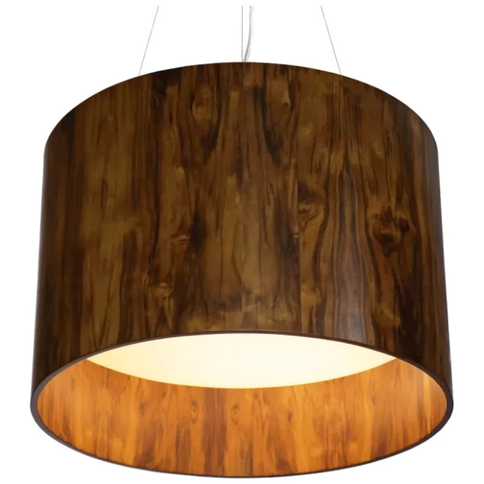 Pendente Union Iluminação Cilíndrico Alto Madeira e Acrílico 3L E27 Ø400x400mm 194