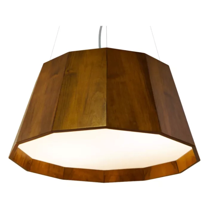 Pendente Union Iluminação Cônico Facetado Madeira e Acrílico 3L E27 Ø550x250mm 389
