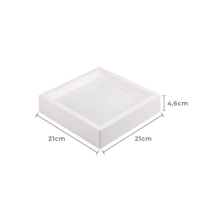 Painel Sobrepor Quadrado Nordecor Kais 18 watts 3000K Branco Bivolt 210x210mm 4246