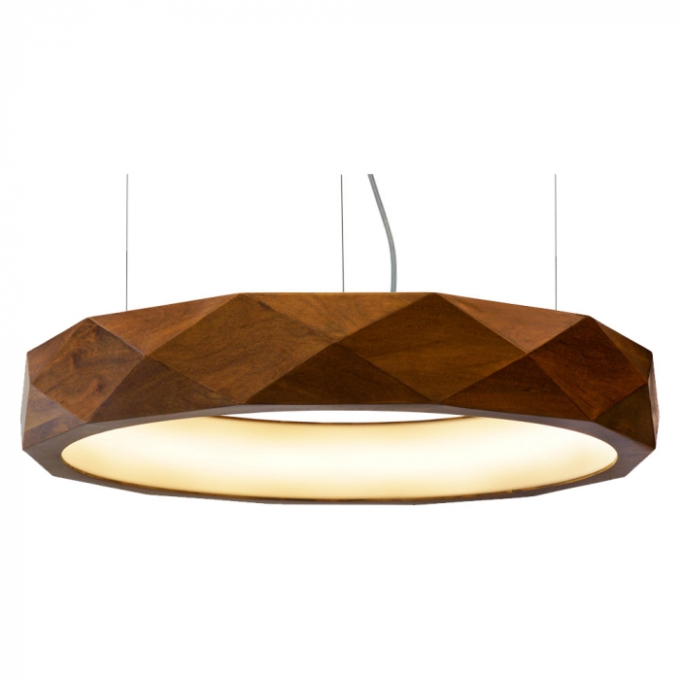 Pendente Union Iluminação Anel Facetado Madeira e Acrílico 21 watts 3000K Ø700x105mm 425