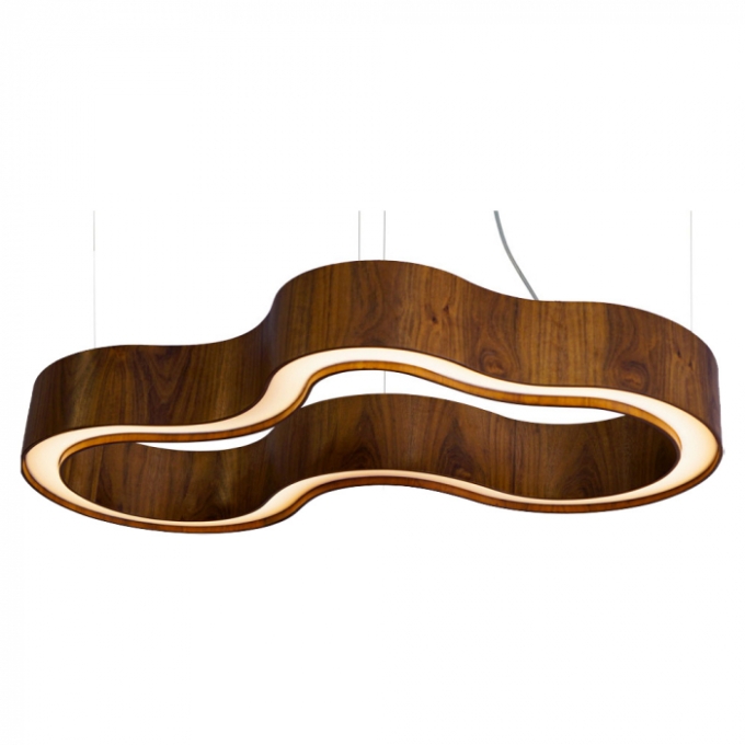 Pendente Union Iluminação Semi-Cilíndrico Curve Madeira e Acrílico 32 watts 3000K 120x1200x660mm 452