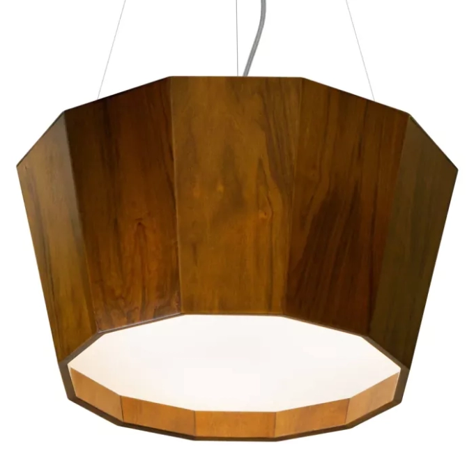 Pendente Union Iluminação Cônico Invertido Madeira e Acrílico 4L E27 Ø650x250mm 393