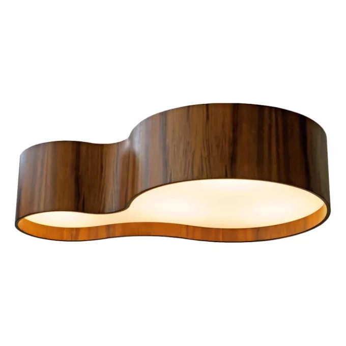 Plafon Union Iluminação Semi Cilíndrico Curve I Madeira e Acrílico 5L E27 1000x200x600mm 295
