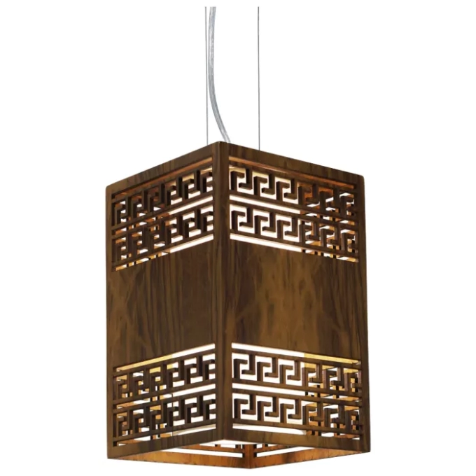Pendente Union Iluminação Gregas Lux Madeira e Acrílico 1L E27 200x300x200mm 084