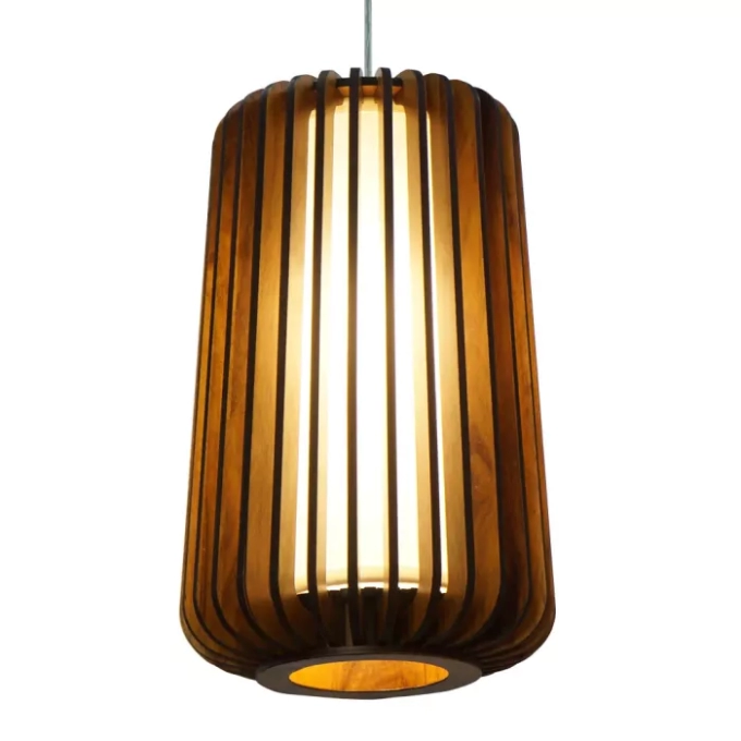 Pendente Union Iluminação Candeia Madeira e Acrílico 1L E27 Ø200x320mm 344