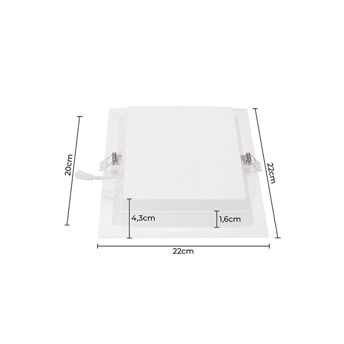 Painel Embutido Quadrado Nordecor Kais 18 watts 3000K Branco Bivolt 220x220mm 4191