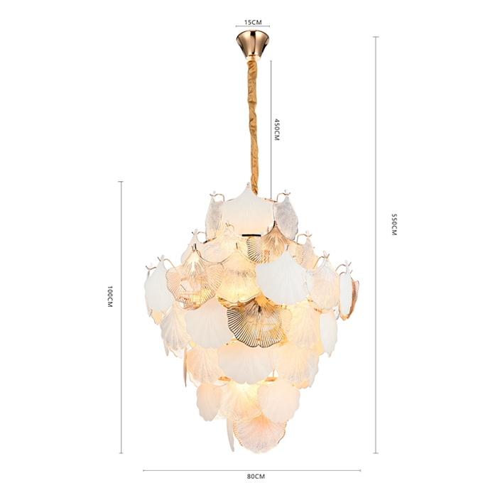 Pendente Nordecor Musche 24L E14 Ouro Brilho Ø800x1000mm 2904