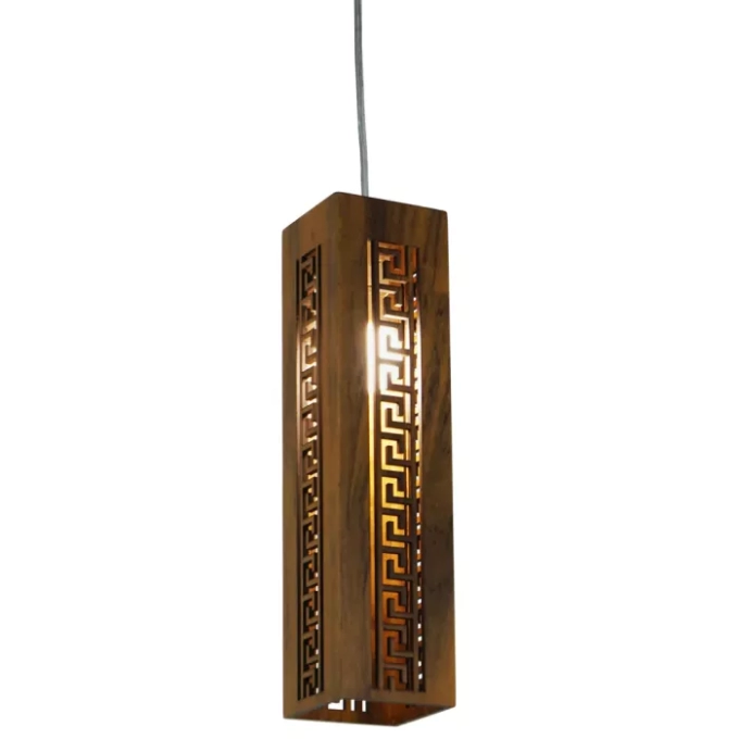 Pendente Union Iluminação Gregas Vertical Estreito Madeira 1L E27 100x40x100mm 073