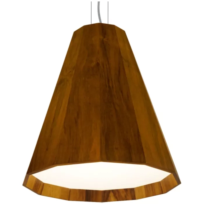 Pendente Union Iluminação Cônico Facetado Madeira e Acrílico 1L E27 Ø370x500mm 405