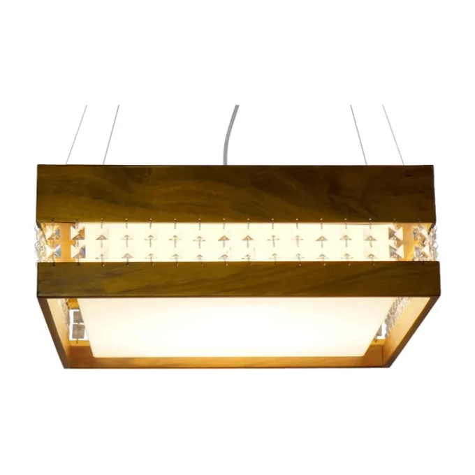 Pendente Union Iluminação Madeira, Cristal e Acrílico 4L E27 550x150x550mm 274