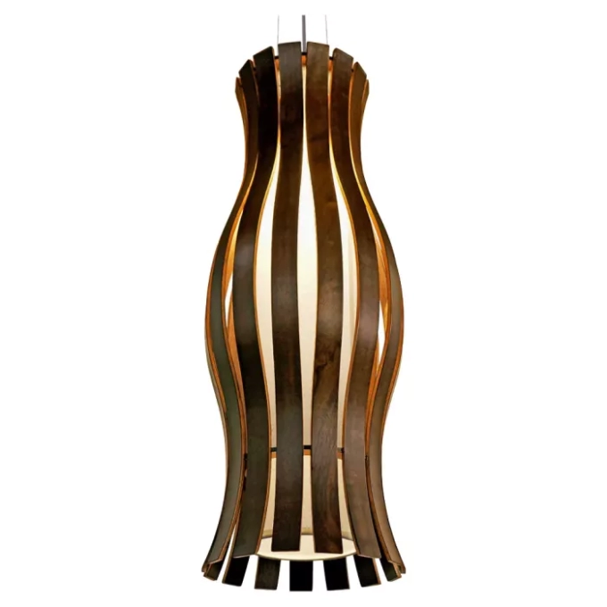 Pendente Union Iluminação Movement Grande Madeira e Acrílico 1L E27 Ø260x700mm 169