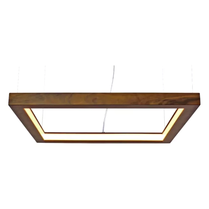 Pendente Union Iluminação Quadrado Vazado Madeira e Acrílico 28 watts 3000K 700x40x700mm 286