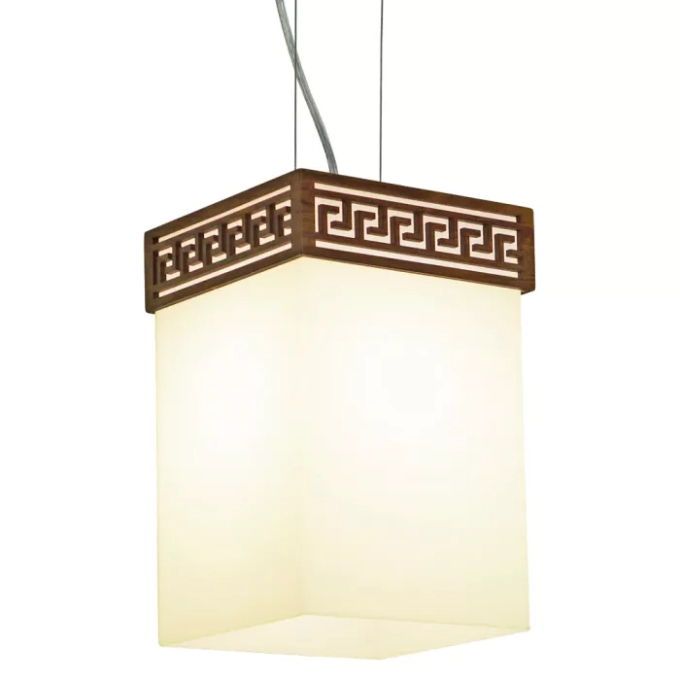 Pendente Union Iluminação Gregas In Box Madeira e Acrílico 1L E27 150x300x150mm 185