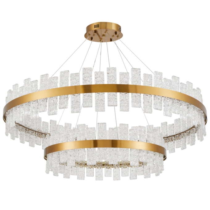 Pendente Nordecor Lowy 80 watts 3000K Dourado Brilho Ø1000 + 600mm 2763
