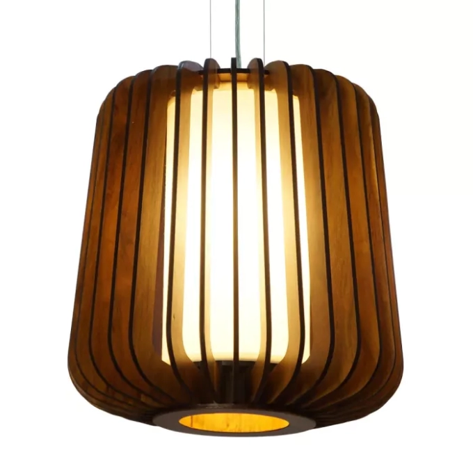Pendente Union Iluminação Candeia Madeira e Acrílico 1L E27 Ø320x330mm 343