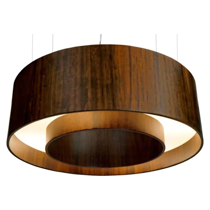 Pendente Union Iluminação Cilíndrico Vazado Madeira e Acrílico 6L E27 Ø700x250mm 346