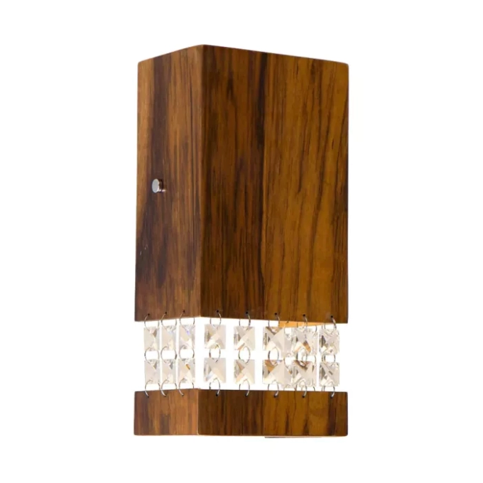 Arandela Union Iluminação Vertical Madeira e Cristal 2L G9 120x250x85mm 401