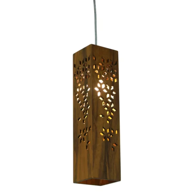 Pendente Union Iluminação Geometric Vertical Estreito Madeira 1L E27 100x40x100mm 074