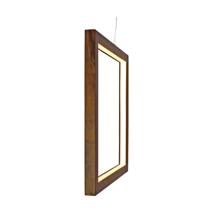 Pendente Union Iluminação Quadrado Vazado Madeira e Acrílico 28 watts 3000K 700x40x700mm 292