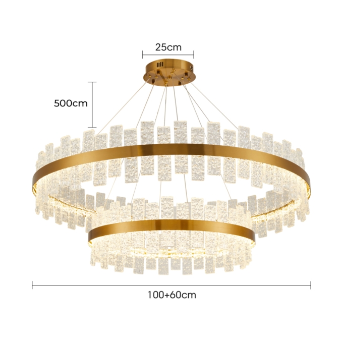 Pendente Nordecor Lowy 80 watts 3000K Dourado Brilho Ø1000 + 600mm 2763