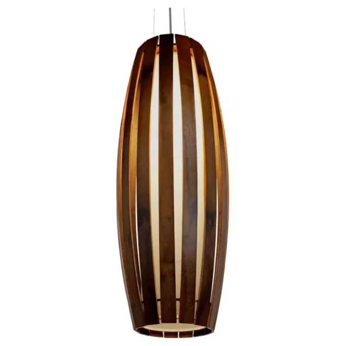 Pendente Union Iluminação Barril Grande Madeira e Acrílico 1L E27 Ø260x700mm 119