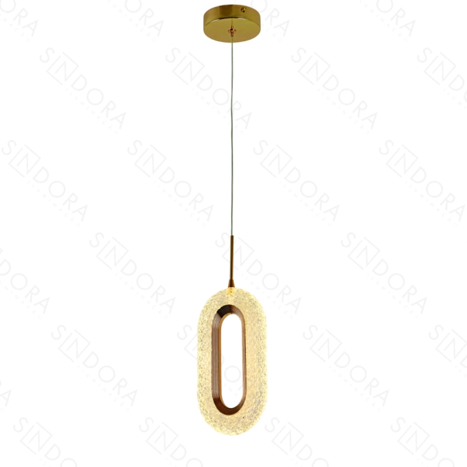 Pendente Sindora Metal Dourado Acrílico 9 watts Ø120x240mm QD05139