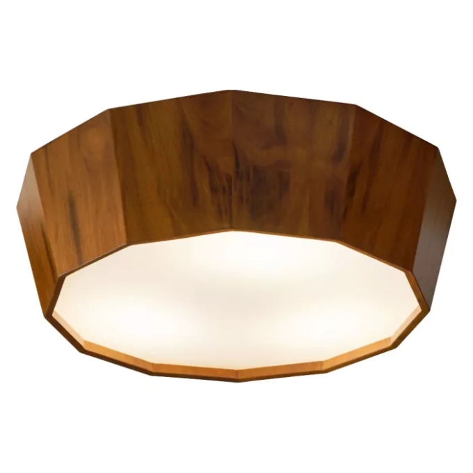Plafon Union Iluminação Cônico Facetado Madeira e Acrílico 6L E27 Ø750x150mm 400