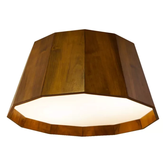 Plafon Union Iluminação Cônico Facetado Madeira e Acrílico 3L E27 Ø550x250mm 466