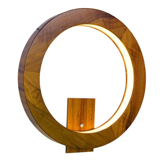 Arandela Union Iluminação Anel Cilíndrico Madeira e Acrílico 10 watts 3000K Ø350x50mm 382