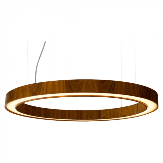 Pendente Union Iluminação Anel Oval Slim Madeira e Acrílico 24 watts 3000K 900x60x640mm 458