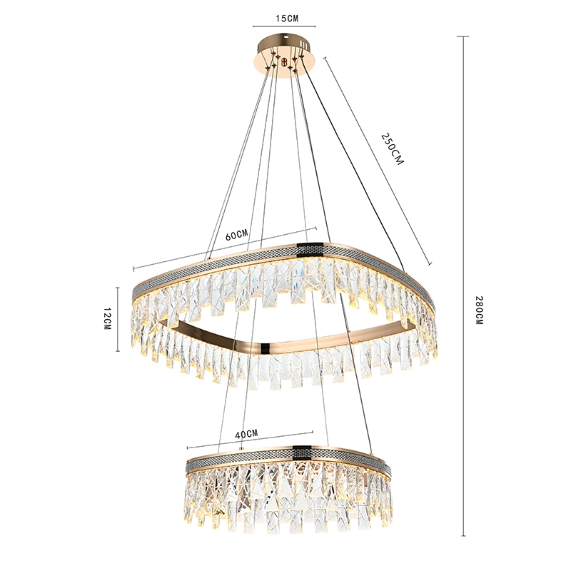 Pendente Nordecor Stenna 47 watts 3000K Ouro Brilho Ø400/600mm 2896