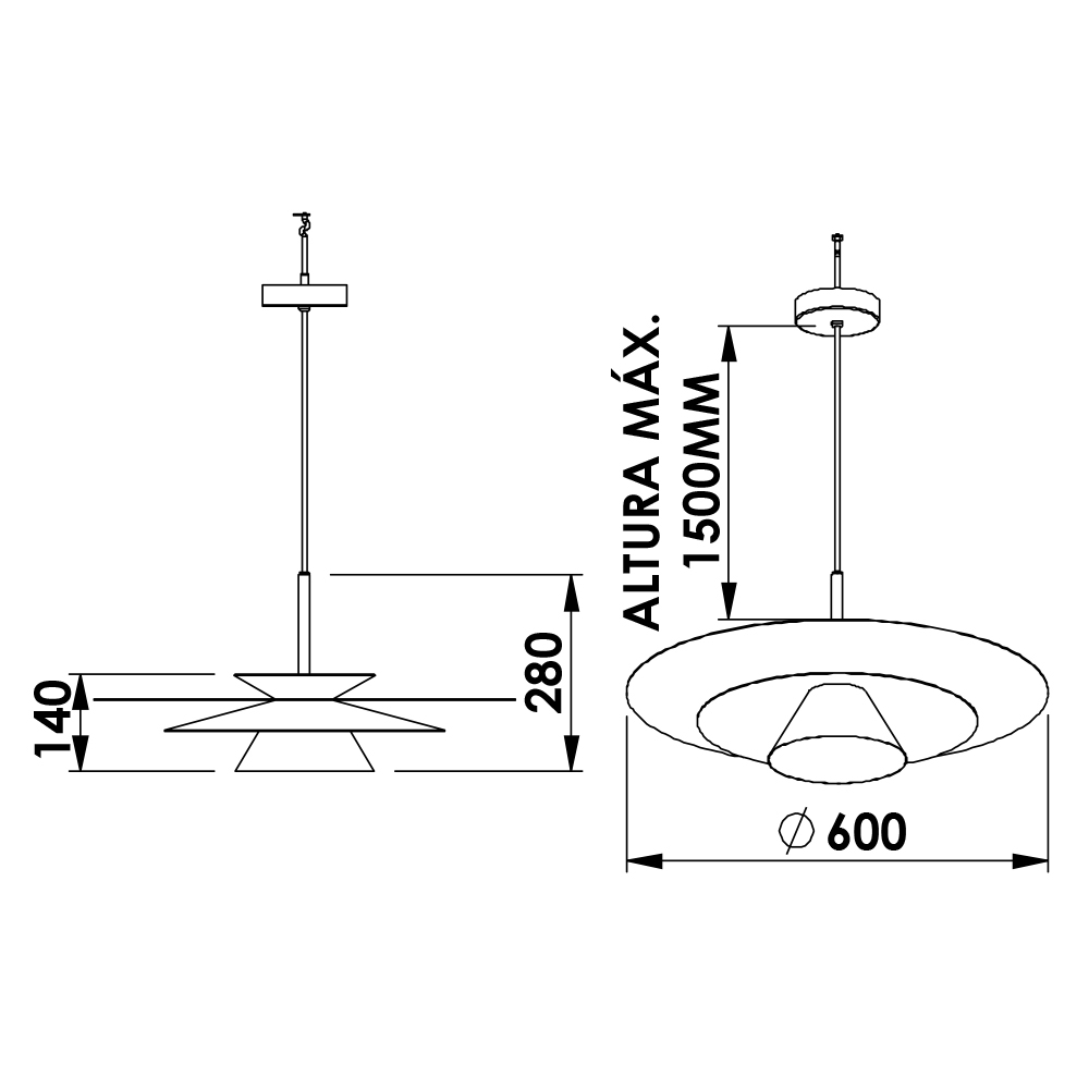 Pendente Newline Plié 7 watts 2700K Ø600x140mm Bivolt PD02041LED27