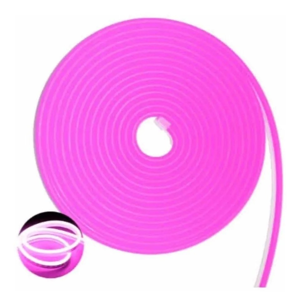 Neon Flex Alpertone Rosa 8w/mt 12V 120 leds/mt IP65 6x12mm (Rolo 25 metros) 1504-25