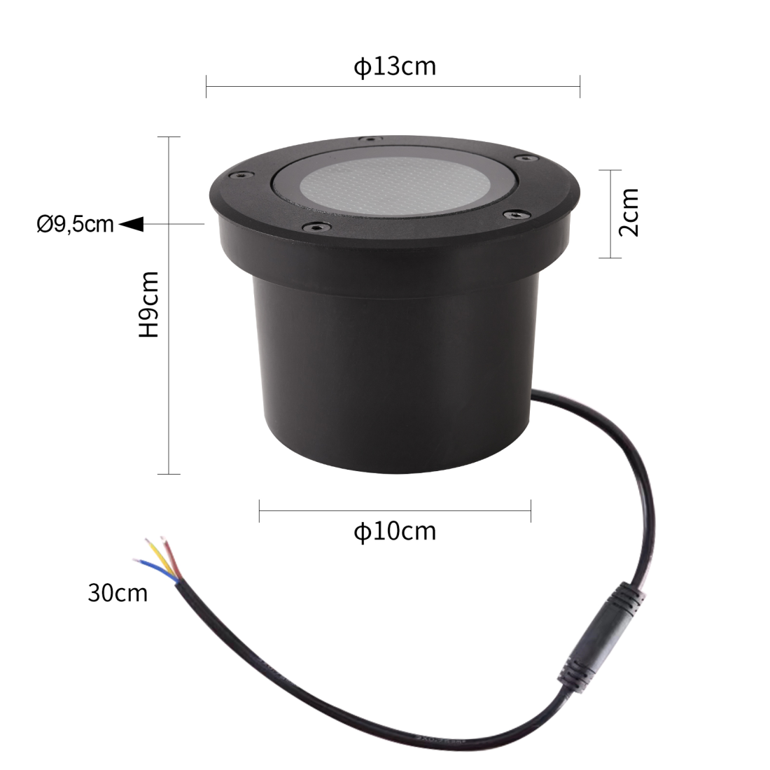 Embutido de Solo Nordecor Venna 20 watts 2700K 24V IRC97 12° IP67 Preto Ø130x95mm 6621