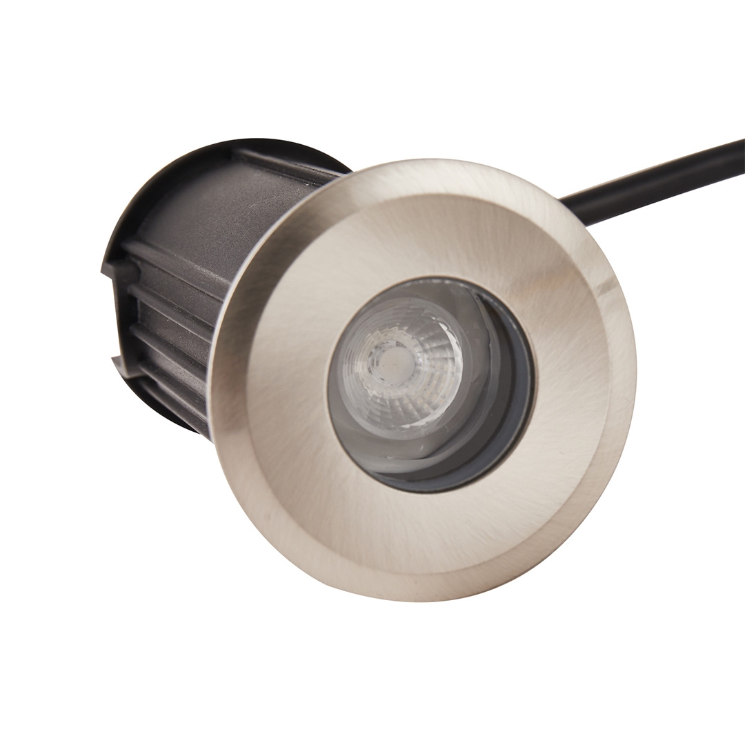 Embutido de Solo Nordecor Mies 2 watts 2700K 24V IRC97 24° IP67 Aço Inox Ø52x80mm 6616